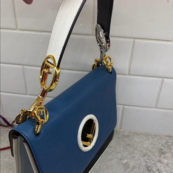 Authentic Fendi Kan I F Logo Shoulder Bag – Blue/Black/White – Gold Hardware - Picture 16 of 16